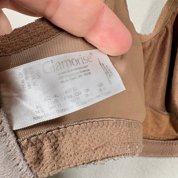 Glamorise Womens Size 36H Magic Lift Minimizer Bra Brown Comfort Straps Wireless - Picture 9 of 9